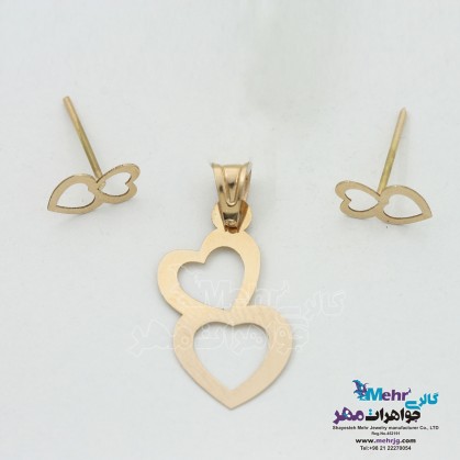 نیم ست طلا - آویز و گوشواره - طرح قلب-MS0468 نیم ست طلا - آویز و گوشواره - طرح قلب-MS0468